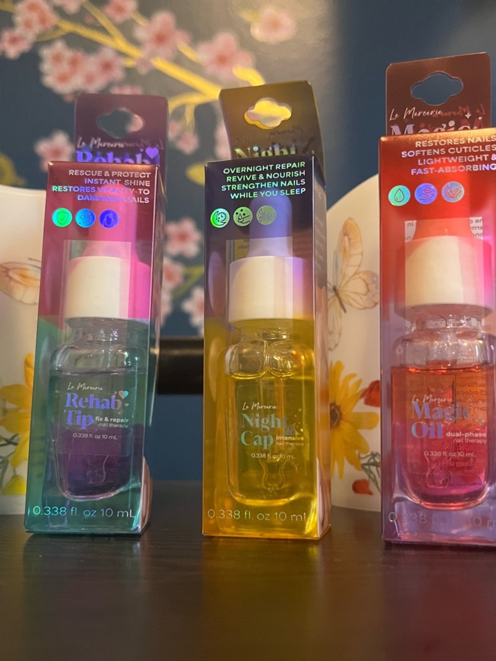 Le Merveur Nail Care Trio (Rehab, Night Cap, Magic Oil) - Teal, Yellow, Pink